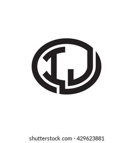 IJ initial letters looping linked ellipse monogram logo