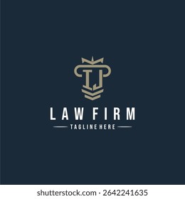 IJ initial monogram logo law firm with pillar design