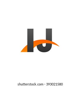 IJ initial overlapping swoosh letter logo black orange