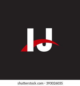 IJ initial overlapping swoosh letter logo white red black background
