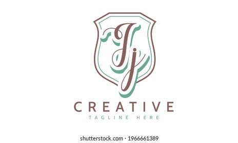 IJ Initials, handwriting logo vector