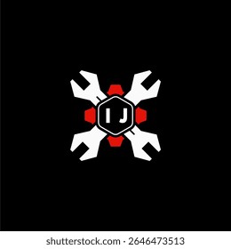 IJ Initials Vektor Stok Otomotif Logo Design