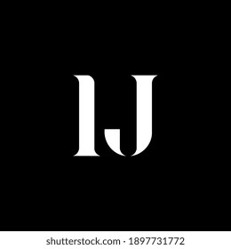 Letra blanca de IJ. Plantilla de logotipo de carta simple y creativa.