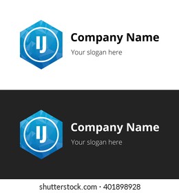 IJ Letters , Abstract Polygonal Background Logo, design for Corporate Business Identity, Alphabet letter