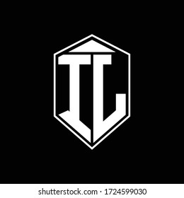 IJ logo monogram with emblem shape combination tringle on top design template