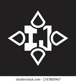 IJ Logo monogram with four cone rounded by the shape design template