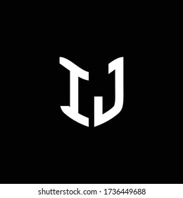 ij logo monogram with shield shape design template