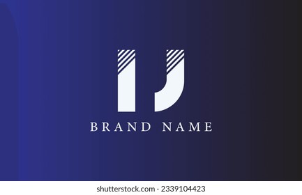IJ minimal professional creative brand white logo design with blue gradient background