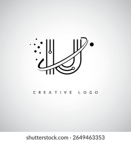 IJ Orbit Monogram Logo - Futuristic Minimal Letter mark with Circular Line Art, Tech-Inspired Dots and Space Motion Concept for Modern Branding Identity (Logotipo de Monograma de Órbita IJ - Marca de Letra Mínima Futurista com Linha de Arte Circular, Pontos Inspirados na Tecnologia e Conceito de Movimento Espacial para Identidade de Marca Moderna)