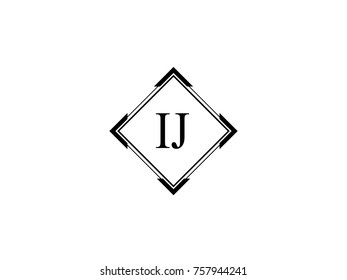 IJ square shape vintage logo