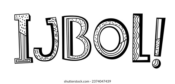 IJBOL is an acronym derived from the phrase I just burst out laughing. Playful simplistic pop-art design. Editable vector illustration in black color isolated on a white background.