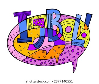 IJBOL is an acronym derived from the phrase I just burst out laughing. Playful pop-art design. Editabel vector illustration in bright colourful style isolated on a white background.