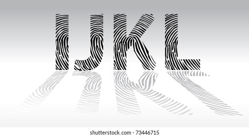 ijkl fingerprint alphabet letters - illustration