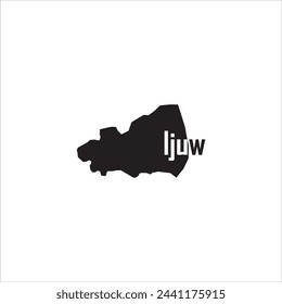 Ijuw Nauru map and black lettering design on white background