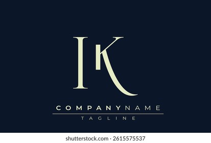 IK abstract Logo. Elegantly Designed Minimalist Monogram Logo with Stylish Lettering. Sophisticated and sleek minimalist monogram showcasing unique lettering design.