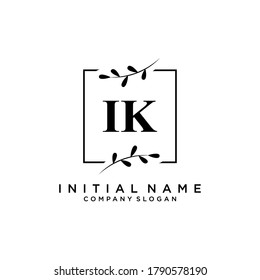 IK Beauty vector initial logo, handwriting logo of initial signature, wedding, fashion, jewerly, boutique, floral and botanical with creative template for any company or business.