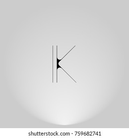 IK Black thin minimalist LOGO Design with Highlight on Gray background.