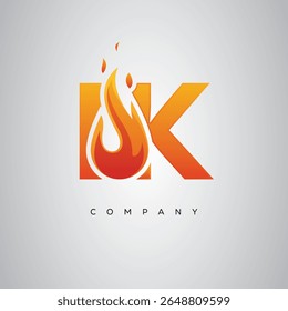IK Creative Fire Letter Logo Design