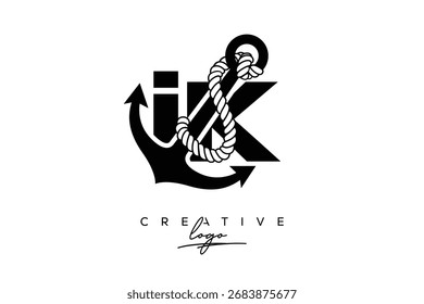IK Creative Monogram Latte Logo mit Anker und Seildesign