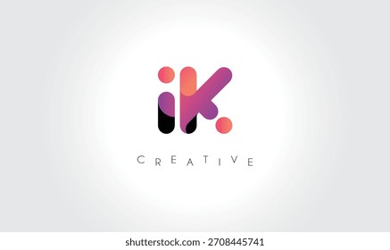 Logotipo Abstractas del degradado de IK con las Formas redondeadas creativas