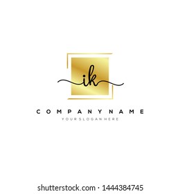 IK handwriting initial logo template vector.