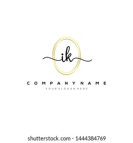 IK handwriting initial logo template vector.