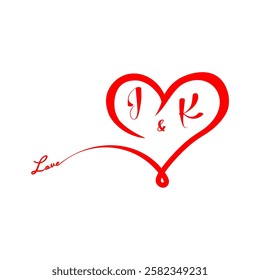 IK Heart Initial Wedding Invitation Love Logo Template – Vector Design