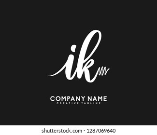 IK Initial Handwriting Logo Template Vector