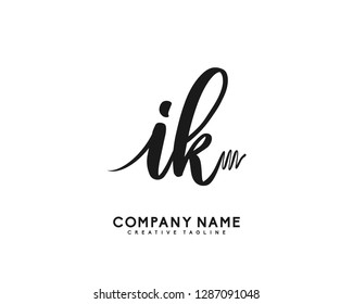 IK Initial Handwriting Logo Template Vector