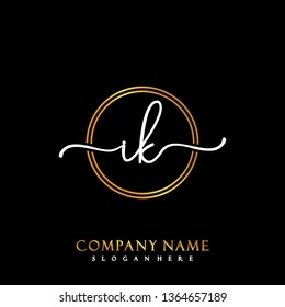 IK Initial Handwriting logo template vector