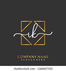 IK Initial Handwriting logo template vector