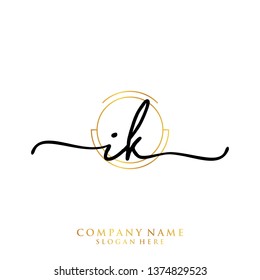 IK Initial handwriting logo template
