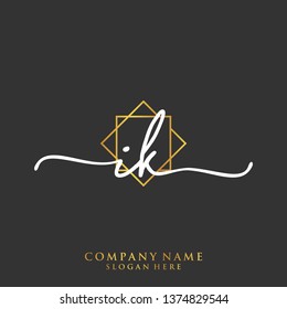 IK Initial handwriting logo template