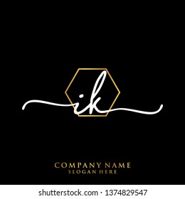 IK Initial handwriting logo template