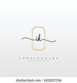 IK initial handwriting logo template vector