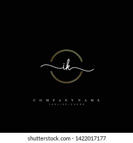 IK initial handwriting logo template vector