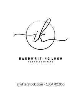 IK Initial handwriting logo template vector