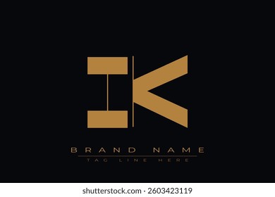 IK initial letter logo design. Letter I and K luxury alphabet letter logo icon template
