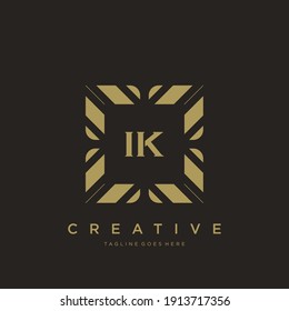 IK initial letter luxury ornament monogram logo template vector.