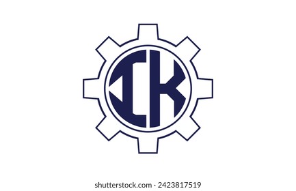 IK initial letter mechanical circle logo design vector template. industrial, engineering, servicing, word mark, letter mark, monogram, construction, business, company, corporate, commercial, geometric