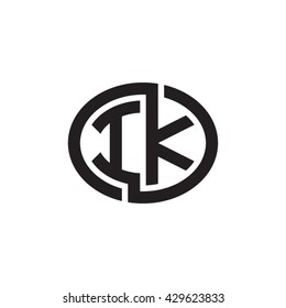 IK initial letters looping linked ellipse monogram logo