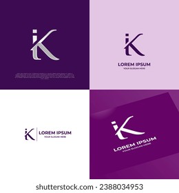 Plantilla de logotipo de emblema de tipografía moderna inicial de IK para empresas