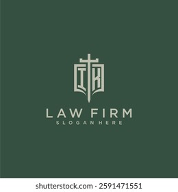 IK initial monogram for law firm with sword and shield logo image