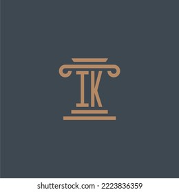 IK initial monogram for lawfirm logo with pillar design