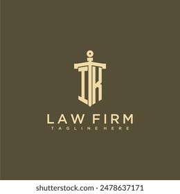IK initial monogram for lawfirm logo with sword style image
