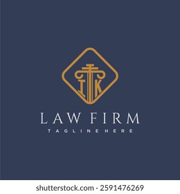 IK initial monogram logo for lawfirm with pillar in creative square design