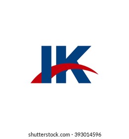 IK initial overlapping swoosh letter logo blue red