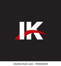 IK initial overlapping swoosh letter logo white red black background