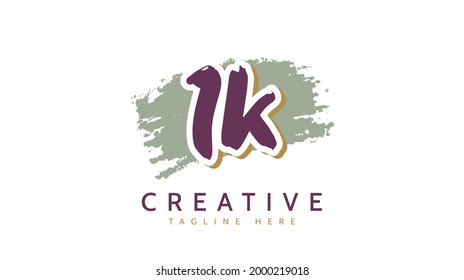 IK Initials, handwriting logo vector