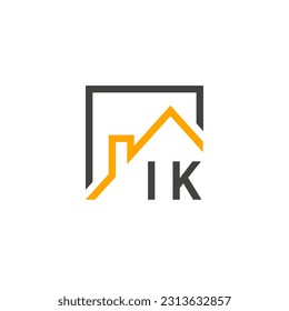 Las iniciales de IK albergan el logo de la moderna empresa de construcción vector.eps